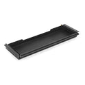 The Under Desk Drawer is a rectangular black metal tray with slightly raised edges, angled sides, and two small brass-colored fittings—perfect for convenient under desk storage.