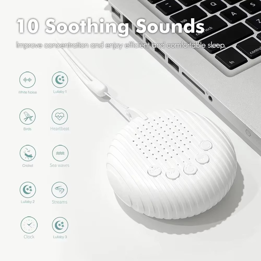 10 Songs White Noise Sound Machine Portable Baby Sleep Machine Soothing Sounds Volume Adjustable Built in Rechargeable Batteryq3