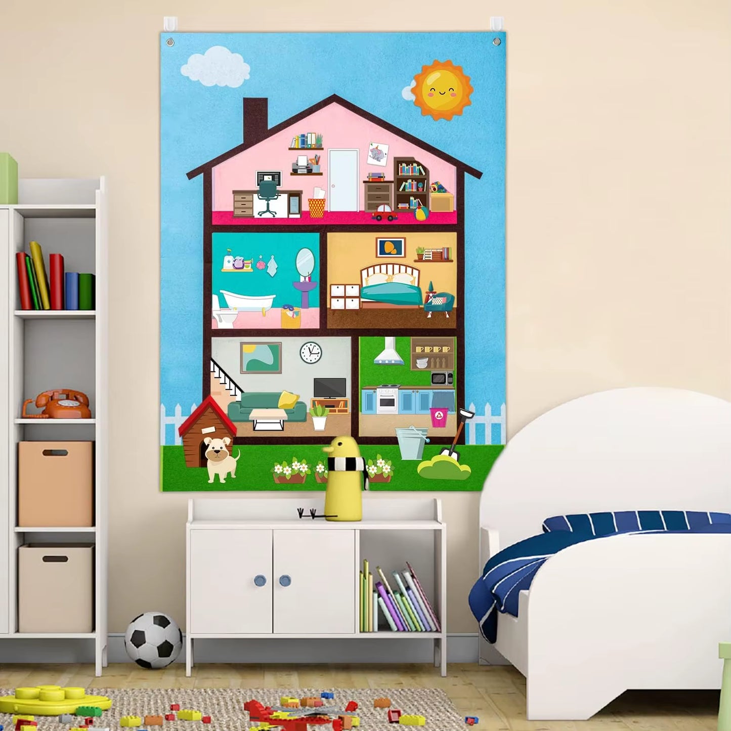 Farm Animals Felt Story Busy Board 4 in 1 Themed Storytelling Farm Sea Zoo Vehicle Early Learning Interactive Wall Hanging Gifts