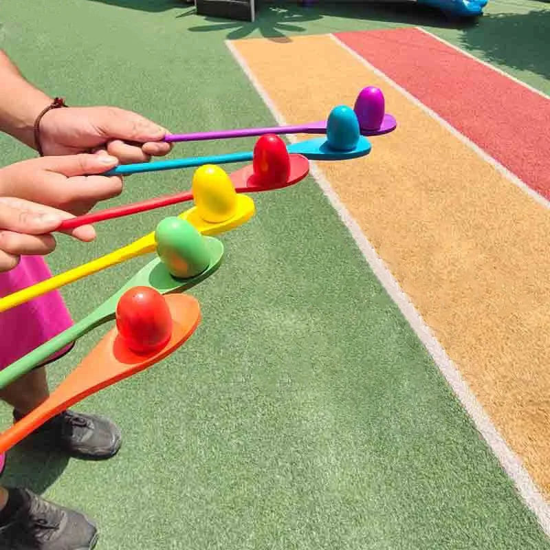 6PCS Balance Spoon Parent-Child Sensory Training Game Puzzle Egg Spoon Toy Outdoor Early Education Sports Balance Game Toy