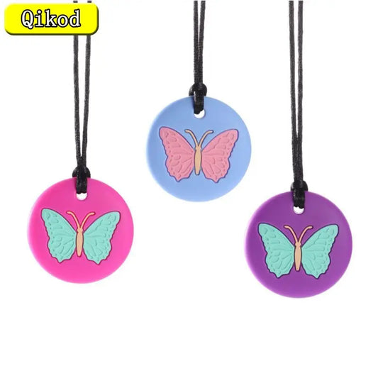 Sensory Chew Necklace for Children - Autism & ADHD Teething Silicone Pendant - BPA Free Chew Toy