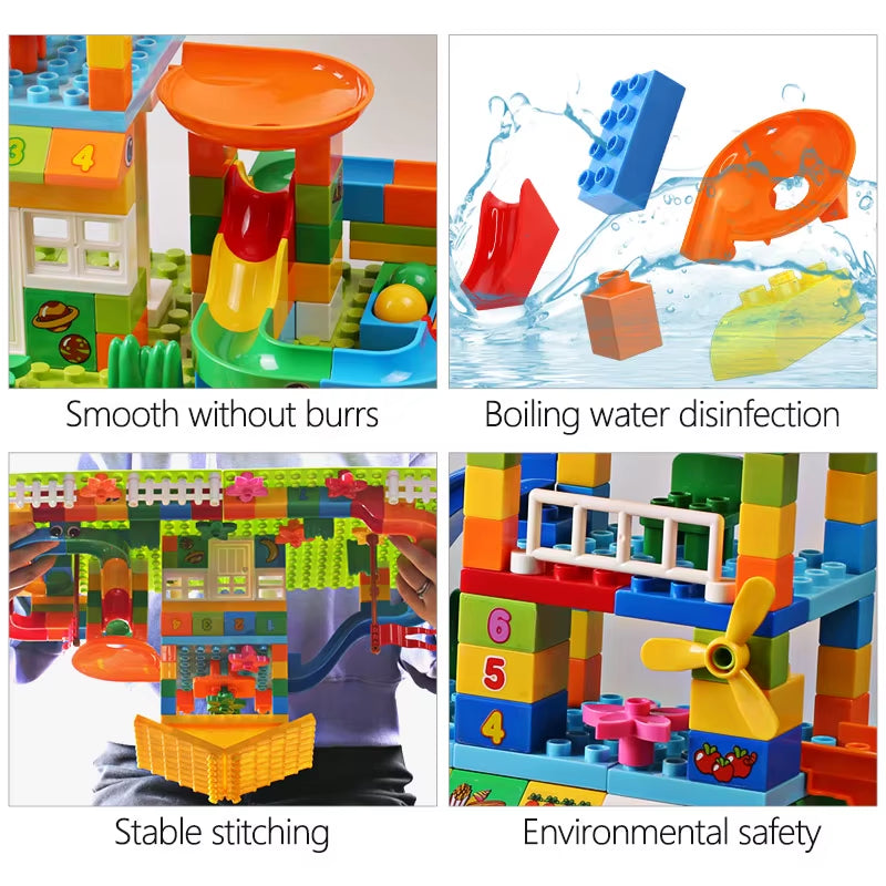 153PCS Big Particle Roof Blocks Compatible City House Big Size Slide Building Blocks Castle Brick Toys for Children