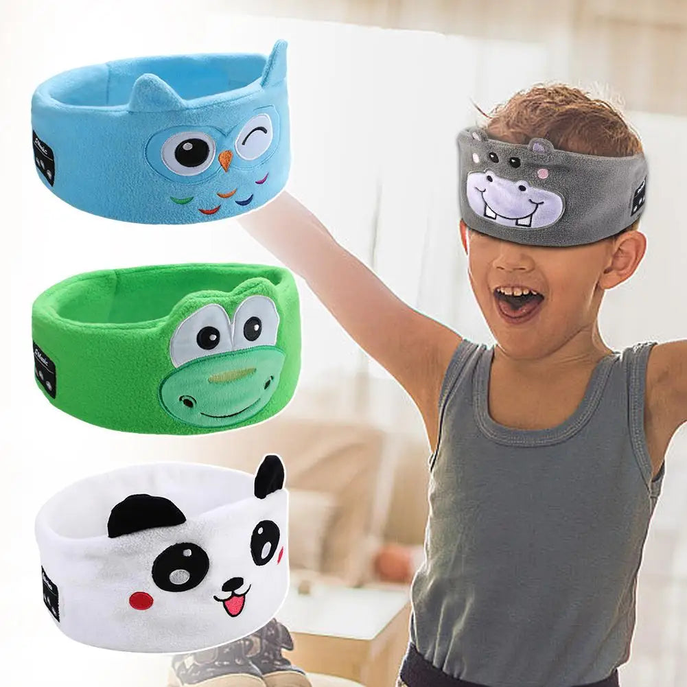 Adorable Bluetooth 5.0 Animal-Themed Sleep Mask Headphones for Kids with Wireless Earbuds