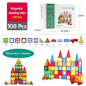 Magnetic Tiles Building Blocks with Cars 3D Clear Construction Set Educational Sensory Toy Magnet Toys for Kids Ages 3 4 5 6 7 8