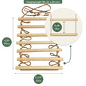 Climbing Rope Ladder for kids ages 3-9 features seven sturdy wooden rungs, measuring 6.2 feet tall and 13.77 inches wide—ideal for encouraging muscle development and overall child growth. A close-up shows the convenient 0.6-foot spacing between rungs, making climbing easy and safe, while the ladder’s hanging height of 8 feet and securely knotted ropes at each rung add extra support and stability.