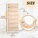 A Cushion for Climbing Arch & Rocker Balance (Cushion Only) in beige polka dots, measuring 45.28″ (115 cm) by 19.7″ (50 cm), is shown lying flat with an inset displaying it curved on a wooden rocker. The word SIZE appears in the top right corner.