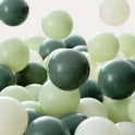 A pile of Ball Pit Balls (200 pc) – Soft Mixed Tones in varying shades of forest green, sage, and cream.