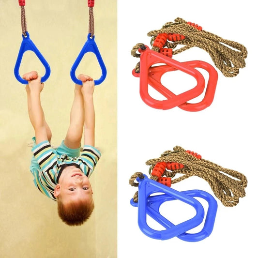 Kids Hanging Gymnastic Rings Indoor Outdoor Playground Swing Garden Backyard Obstacle Course Sensory Integration Training Toys
