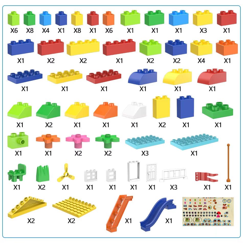 153PCS Big Particle Roof Blocks Compatible City House Big Size Slide Building Blocks Castle Brick Toys for Children