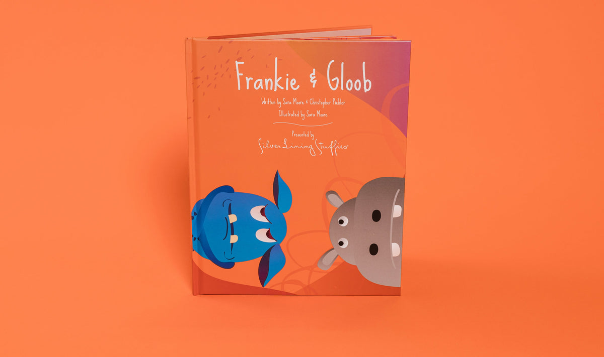 The Frankie & Gloob – Picture Book features illustrations of a blue creature and a grey hippo on the cover that introduce concepts of social-emotional learning.