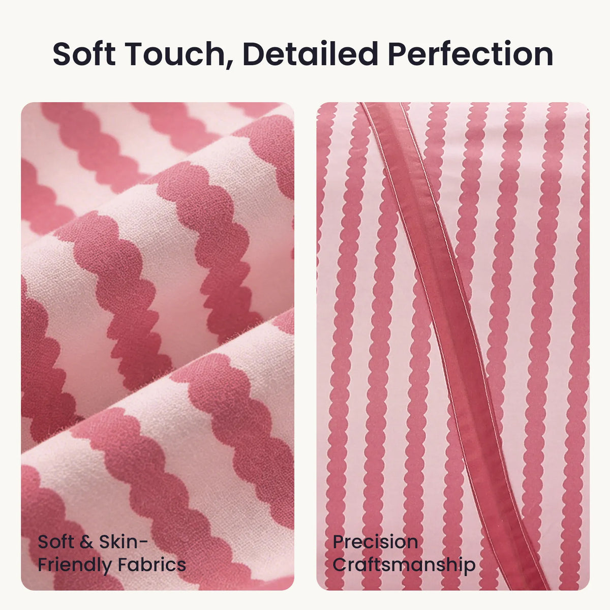 Adventure Crawl Tunnel (68″) featuring soft, detailed pink and white wavy-striped fabric panels, designed with skin-friendly materials and precision craftsmanship.