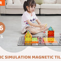 VEVOR 56 PCS Magnetic Tiles Magnet Building Blocks Set Construction Game Stacking Toys STEM Sensory Educational for Kids Gift