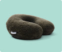 Dark green, U-shaped Gravity Weighted Neck Pillow (4 lb) with a fuzzy texture.