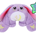 Opal Jr. Moon Pal – 2.5 lb Kids Weighted Plush, a purple rabbit with long ears and moon-and-star embroidery, featuring a star-shaped badge offering 50% off a jumbo moon pal to provide calming cuddles for kids’ bedtime.