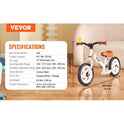 VEVOR 12" Carbon Steel Balance Bike for Toddlers - Adjustable Seat & Handlebar, EVA Foam Tires, Ideal for Boys & Girls Ages 1-5, Max Weight 55 lbs